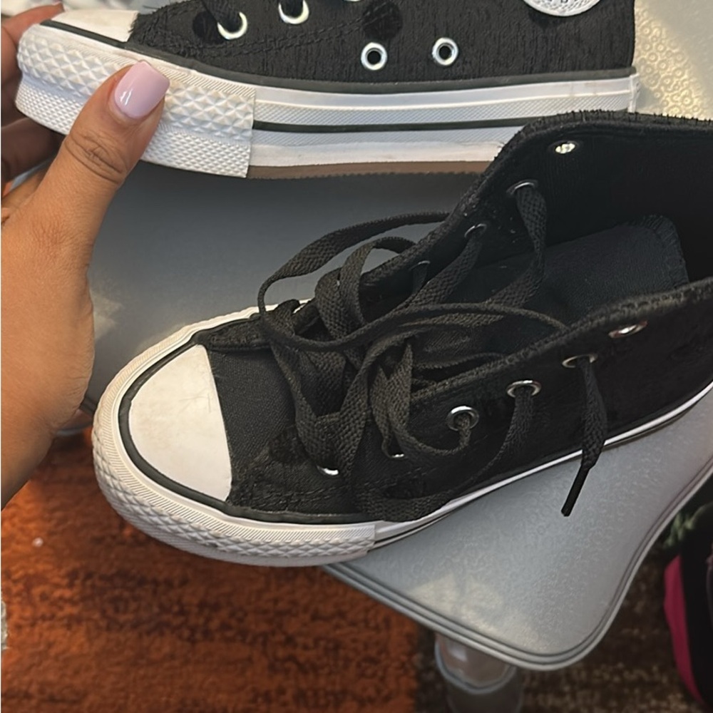 Converse Black High-Tops with White Accents